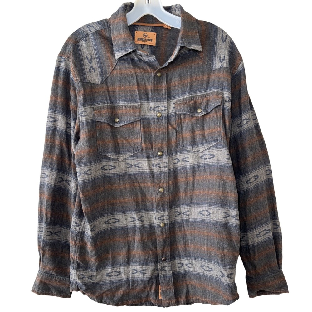 RedHead Ranch Mens Western Pearl Snap Shirt Size M Aztec Southwestern Stripe